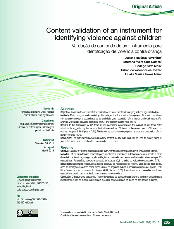 (PDF) Content validation of an instrument for identifying violence ...