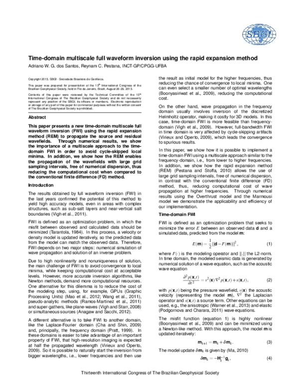 (PDF) Time-domain multiscale full waveform inversion using the rapid ...