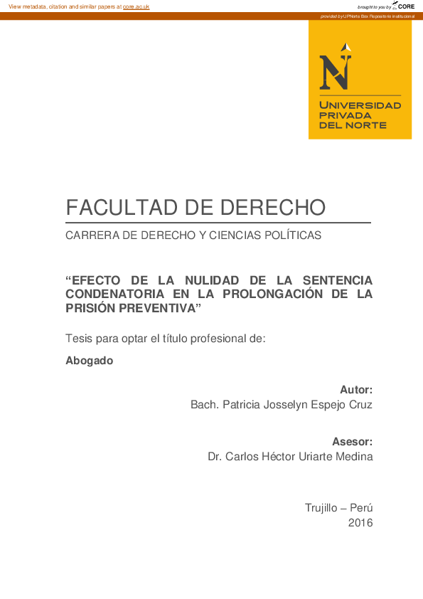 (PDF) Efecto de la nulidad de la sentencia condenatoria en la