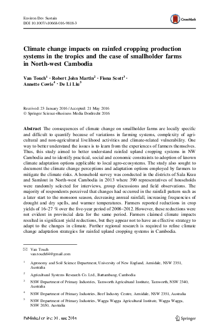 (PDF) Climate change impacts on rainfed cropping production systems in ...