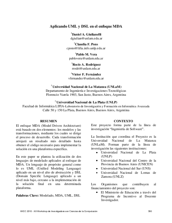 (PDF) Aplicando UML y DSL en el enfoque MDA