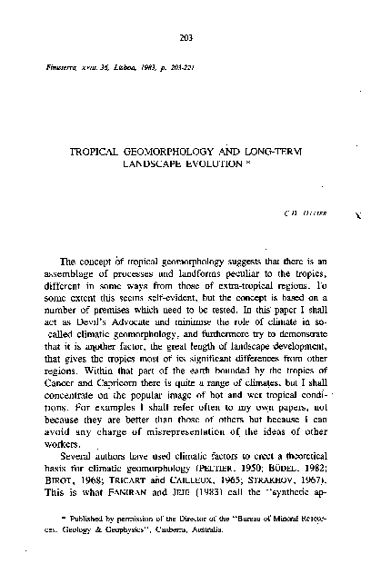 (PDF) Tropical Geomorphology and long-term landscape evolution