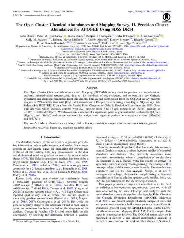 (PDF) The Open Cluster Chemical Abundances and Mapping Survey. II ...
