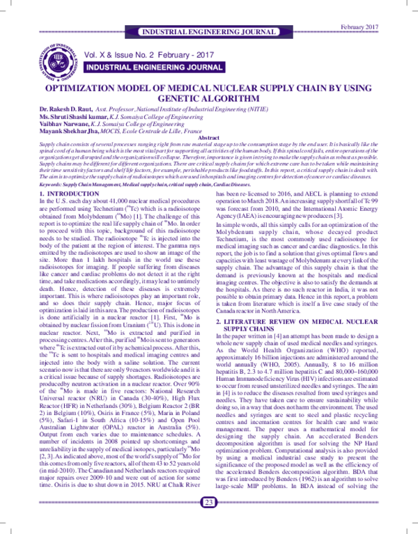 (PDF) Optimization Model of Medical Nuclear Supply Chain by Using ...