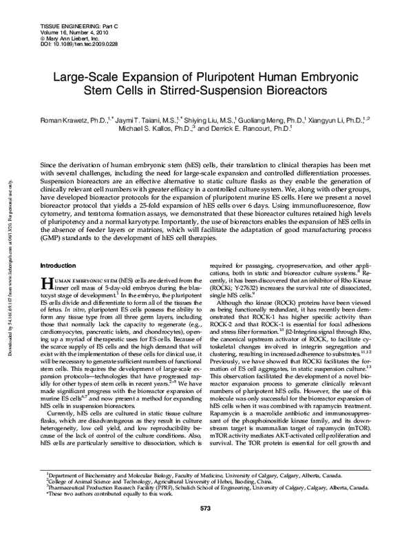 (PDF) Large-Scale Expansion of Pluripotent Human Embryonic Stem Cells ...