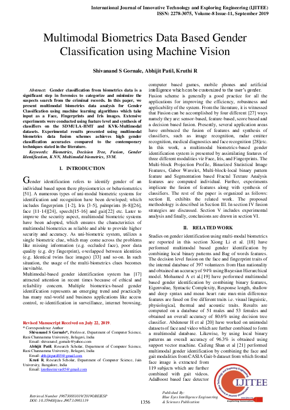 (PDF) Multimodal Biometrics Data Based Gender Classification using ...