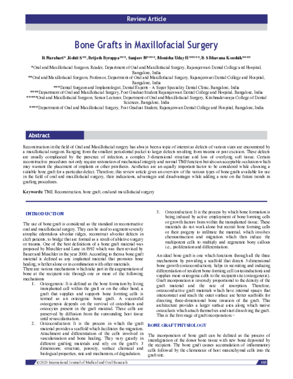 (PDF) Bone Grafts in Maxillofacial Surgery sanjeev nagesh Academia.edu