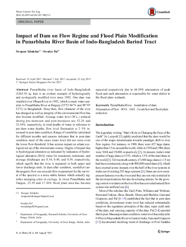 (PDF) Impact of Dam on Flow Regime and Flood Plain Modification in ...