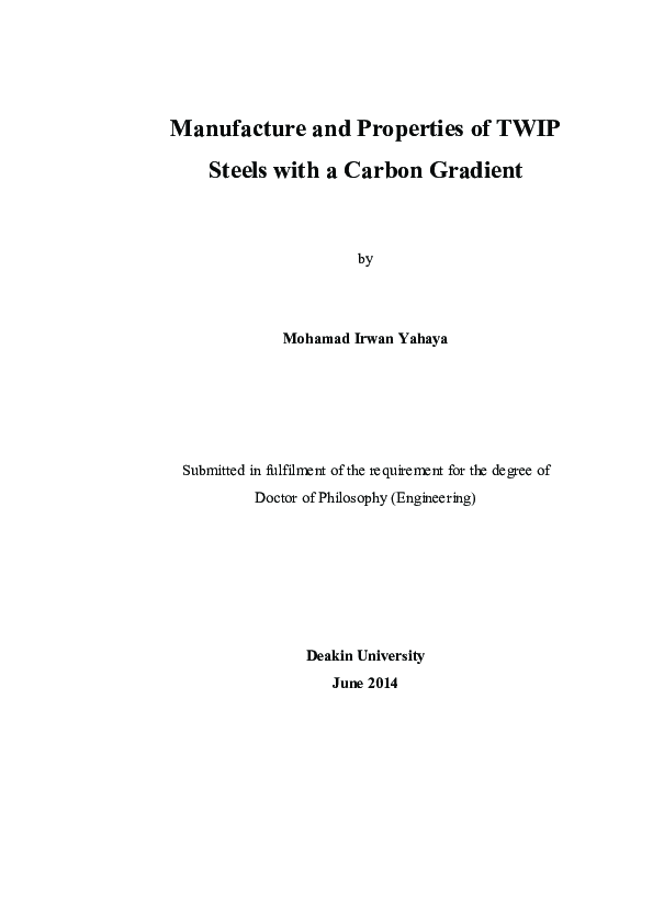 (PDF) Manufacture and properties of TWIP steels with a carbon gradient