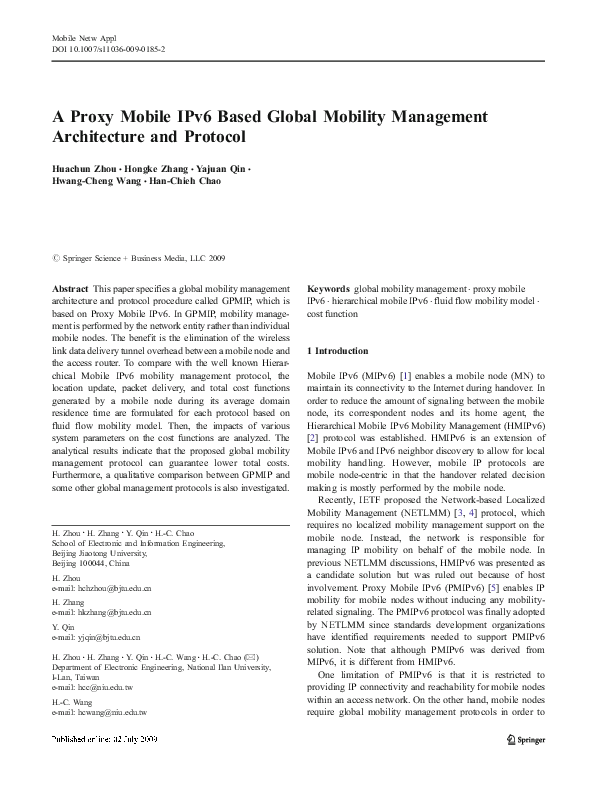 (PDF) A Proxy Mobile IPv6 Based Global Mobility Management Architecture ...