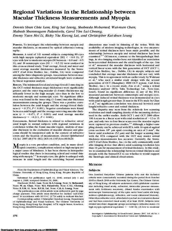 (PDF) Regional Variations in the Relationship between Macular Thickness ...