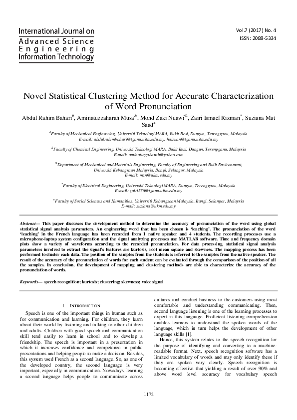 (PDF) Novel Statistical Clustering Method for Accurate Characterization ...