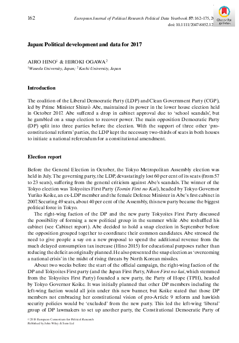 (PDF) Japan: Political development and data for 2017