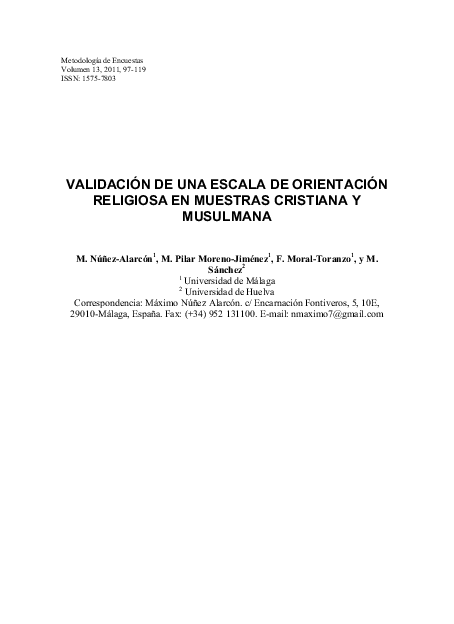 Validación de una escala de orientación religiosa en muestras cristiana y musulmana