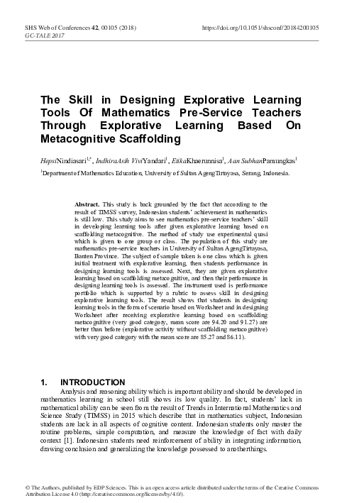 (PDF) The Skill in Designing Explorative Learning Tools Of Mathematics ...
