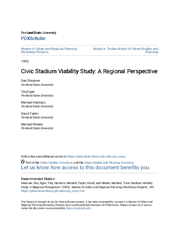 (PDF) Civic Stadium Viability Study: A Regional Perspective