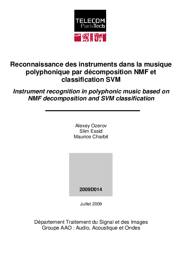 (PDF) Reconnaissance des instruments dans la musique polyphonique par d ...