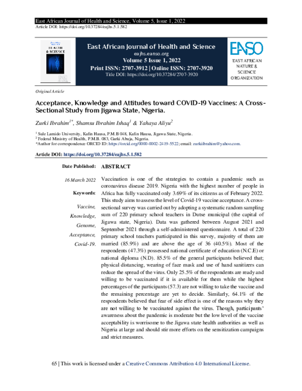 (PDF) Acceptance, Knowledge and Attitudes toward COVID-19 Vaccines: A ...