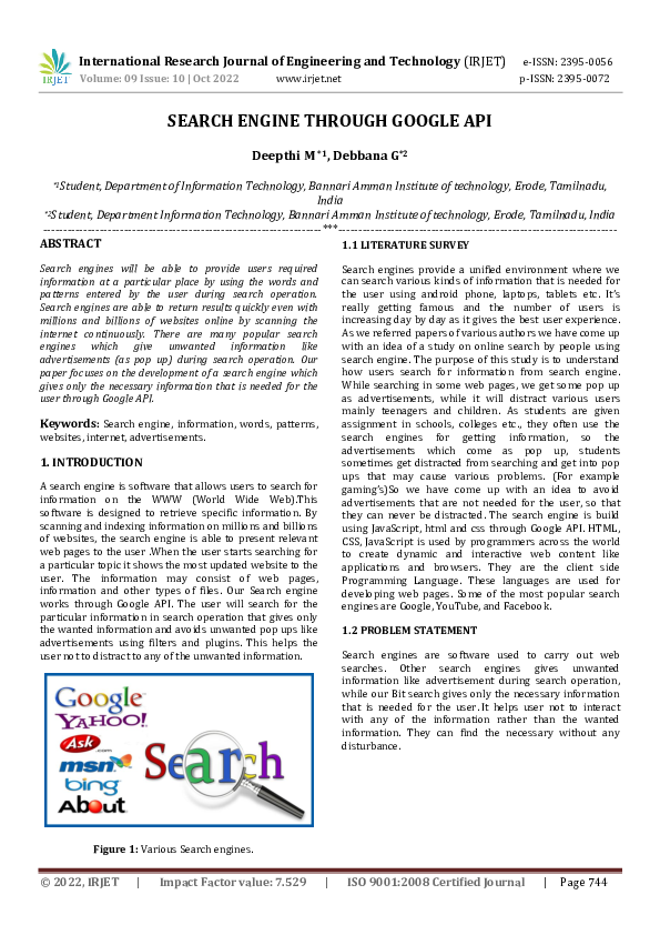 (PDF) SEARCH ENGINE THROUGH GOOGLE API