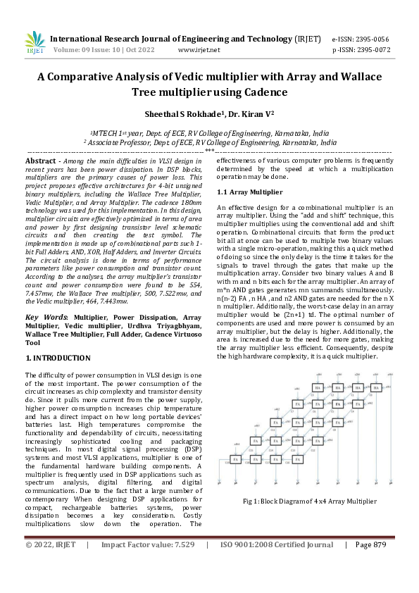 (PDF) A Comparative Analysis of Vedic multiplier with Array and Wallace ...