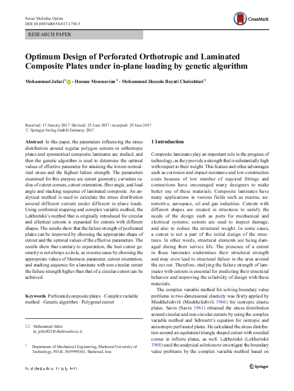 (PDF) Optimum Design of Perforated Orthotropic and Laminated Composite ...