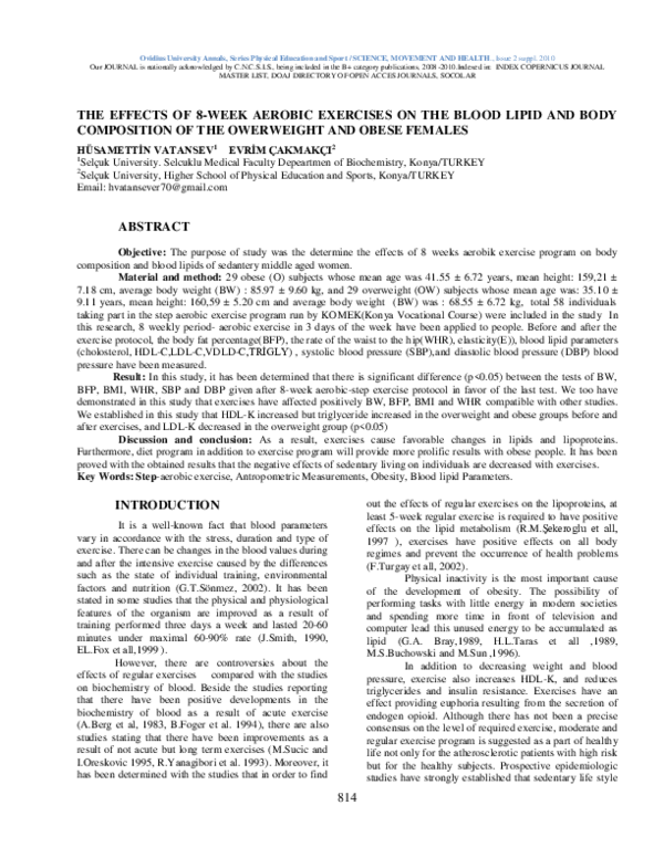 (PDF) The effects of 8-week aerobic exercises on the blood lipid and ...