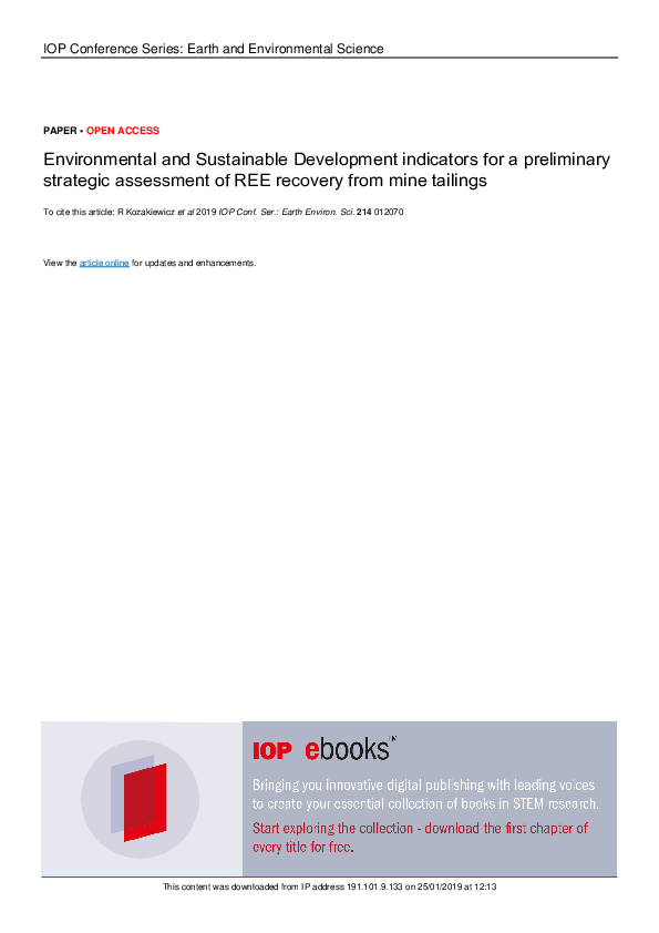 (PDF) Environmental and Sustainable Development indicators for a ...