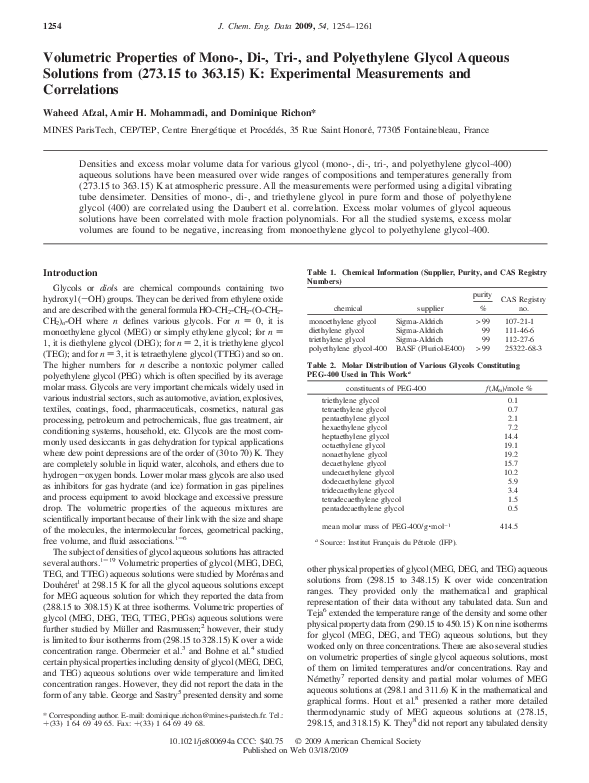 (PDF) Volumetric Properties of Mono-, Di-, Tri-, and Polyethylene ...