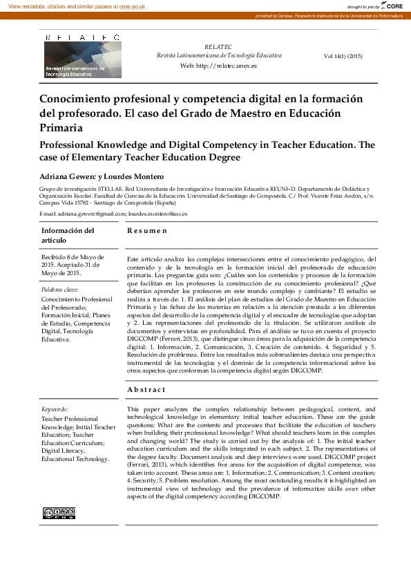 (PDF) Professional Knowledge and Digital Competency in Teacher ...