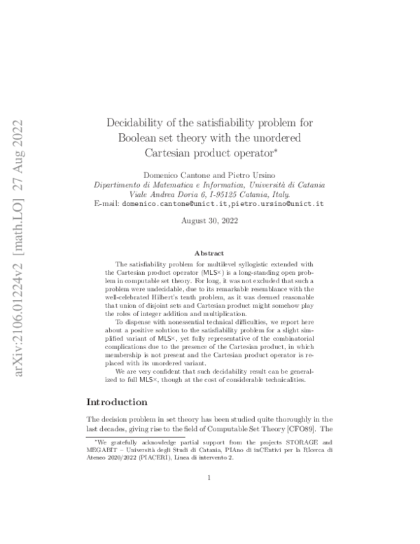(PDF) Decidability of the satisfiability problem for Boolean set theory ...