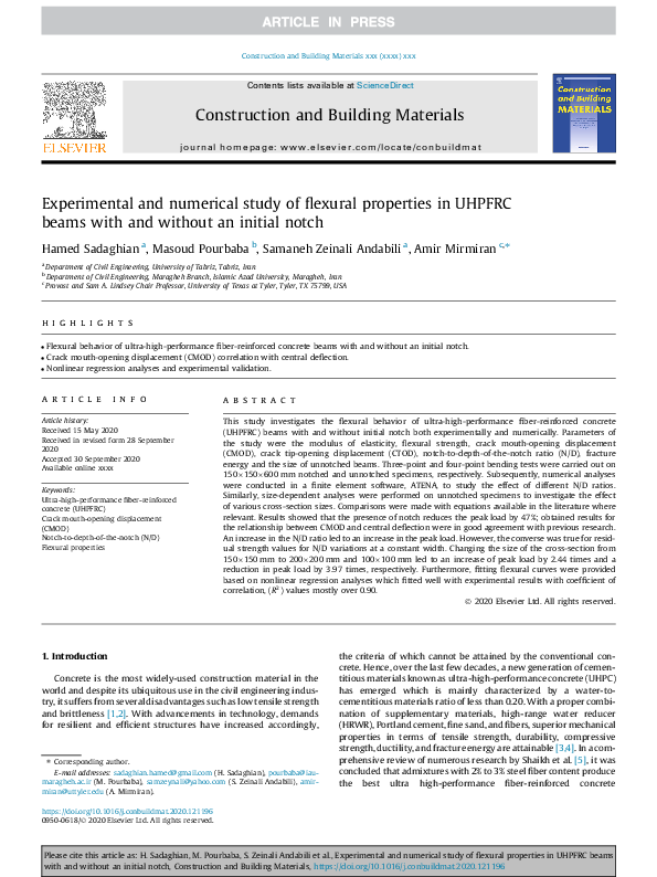 (PDF) Experimental and numerical study of flexural properties in UHPFRC ...