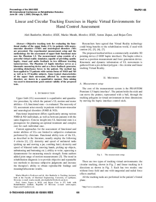 (PDF) Linear and Circular Tracking Exercises in Haptic Virtual ...