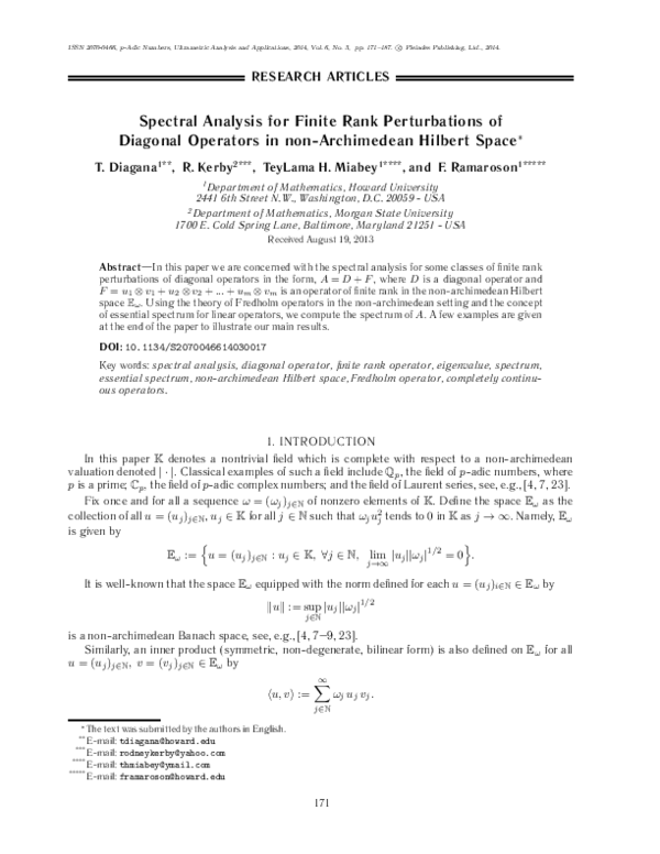 (PDF) Spectral analysis for finite rank perturbations of diagonal ...