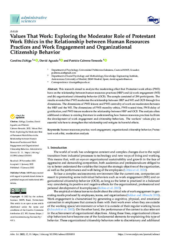 (PDF) Values That Work: Exploring the Moderator Role of Protestant Work ...