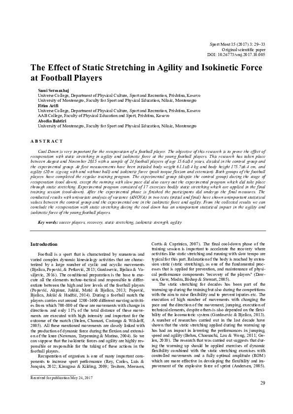 (PDF) The Effect of Static Stretching in Agility and Isokinetic Force ...