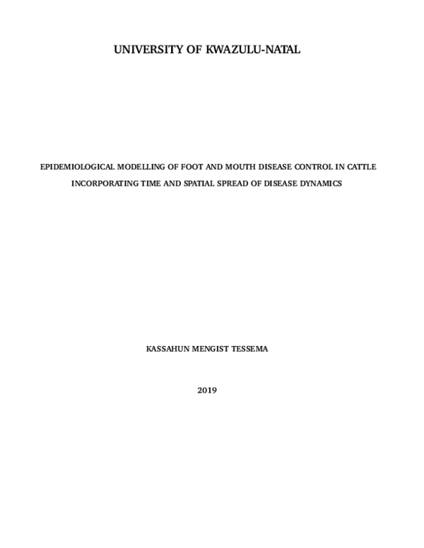 (PDF) Epidemiological modelling of foot and mouth disease control in ...
