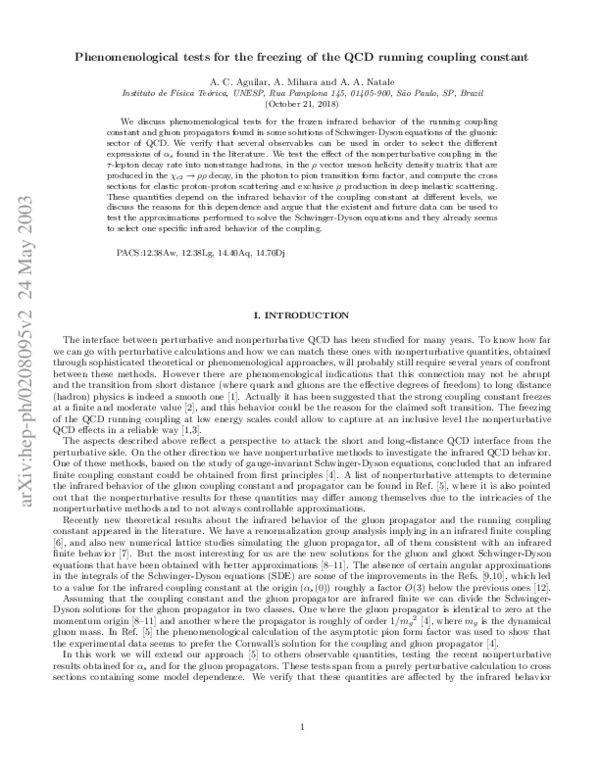(PDF) Testing the infrared behavior of the QCD running coupling constant