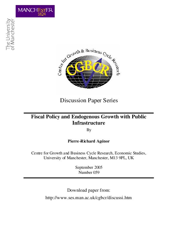 (PDF) Fiscal policy and endogenous growth with public infrastructure