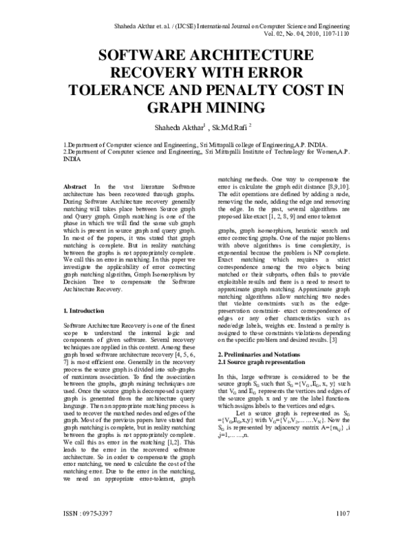 (PDF) Software Architecture Recovery with Error Tolerance and Penalty ...