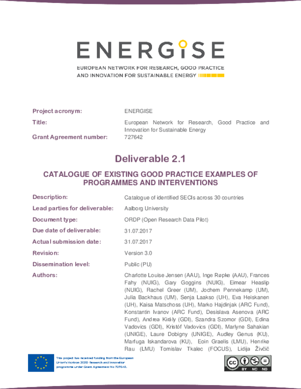 (PDF) Deliverable 2.1: Catalogue of existing good practice examples of ...