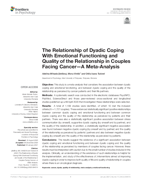 (PDF) The Relationship of Dyadic Coping With Emotional Functioning and ...