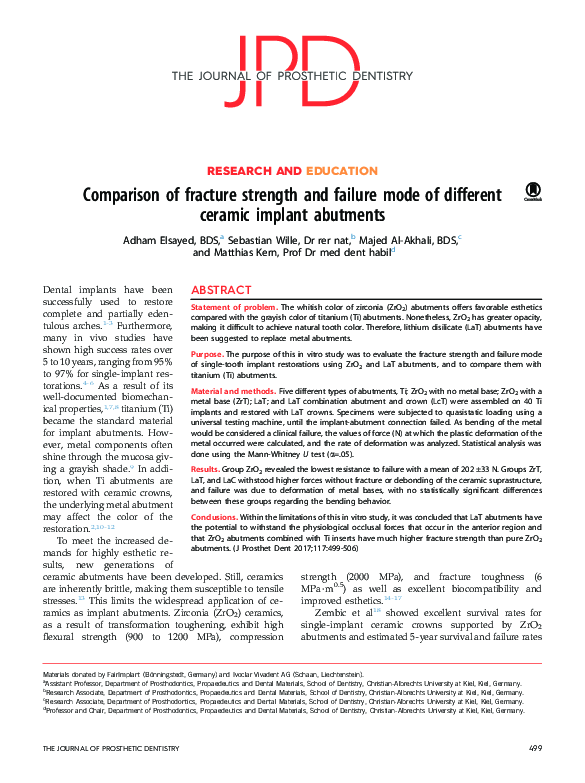 (PDF) Comparison of fracture strength and failure mode of different ...