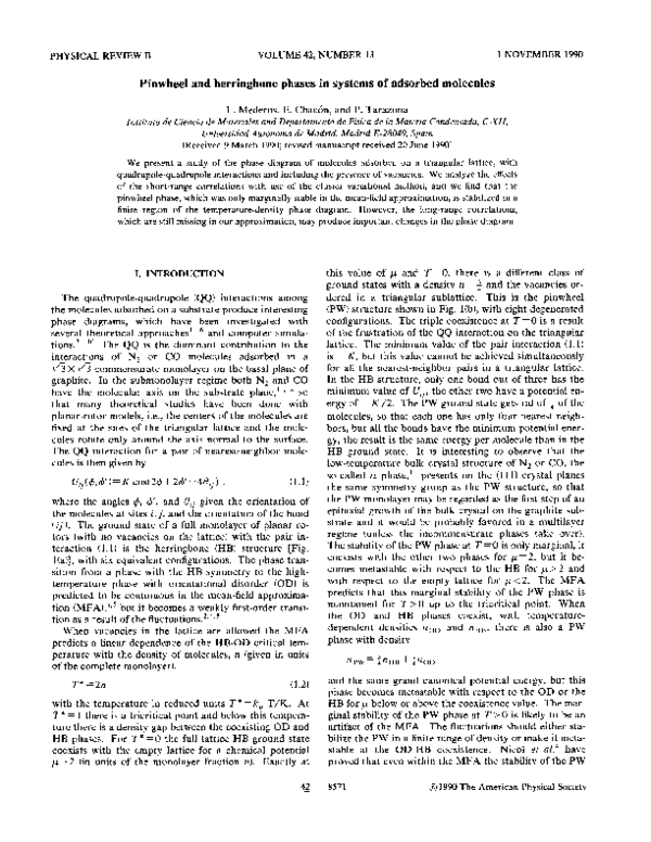 (PDF) Pinwheel and herringbone phases in systems of adsorbed molecules