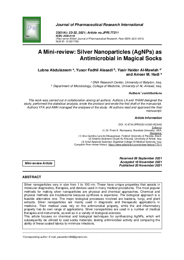 (PDF) A Mini-review: Silver Nanoparticles (AgNPs) as Antimicrobial in ...