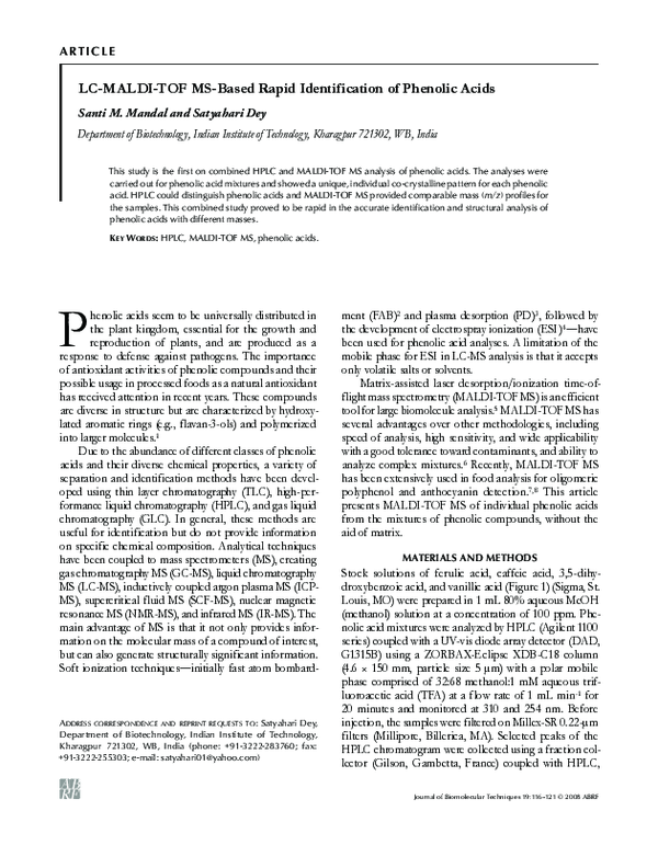 (PDF) LC-MALDI-TOF MS-based rapid identification of phenolic acids