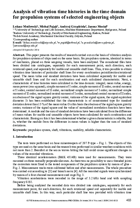 (PDF) Analysis of vibration time histories in the time domain for ...