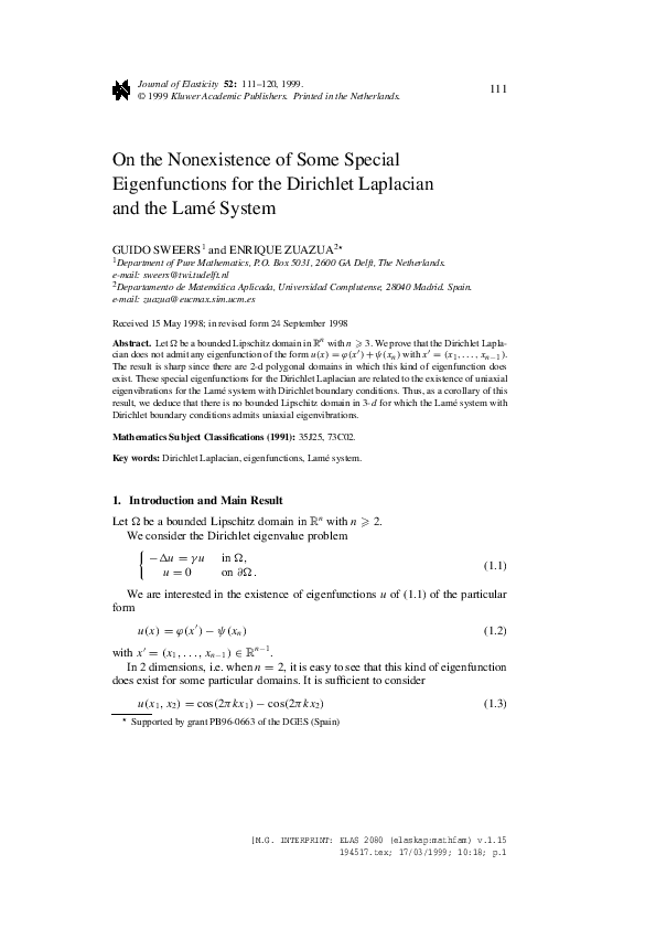 (PDF) On the Nonexistence of Some Special Eigenfunctions for the ...