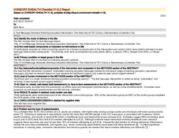 (PDF) A Text Message Delivered Smoking Cessation Intervention: The ...