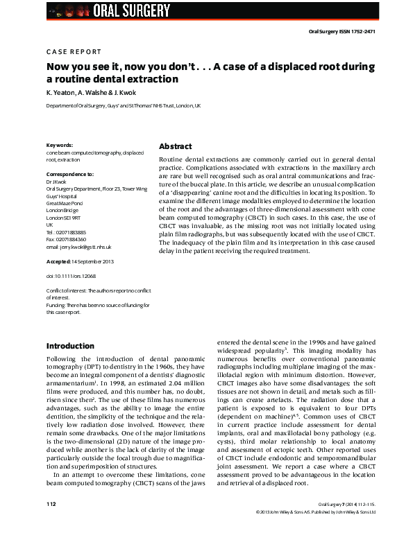 (PDF) Now you see it, now you don't … A case of a displaced root during ...