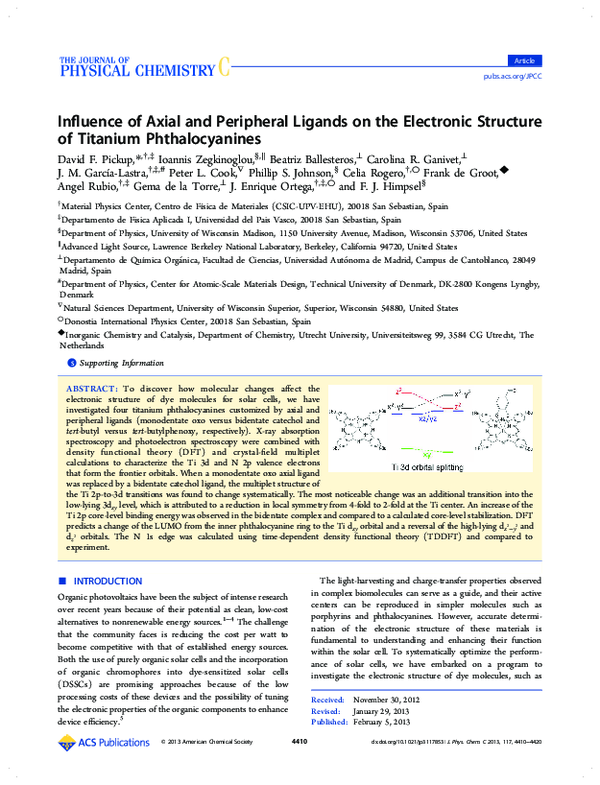 (PDF) Influence of Axial and Peripheral Ligands on the Electronic ...